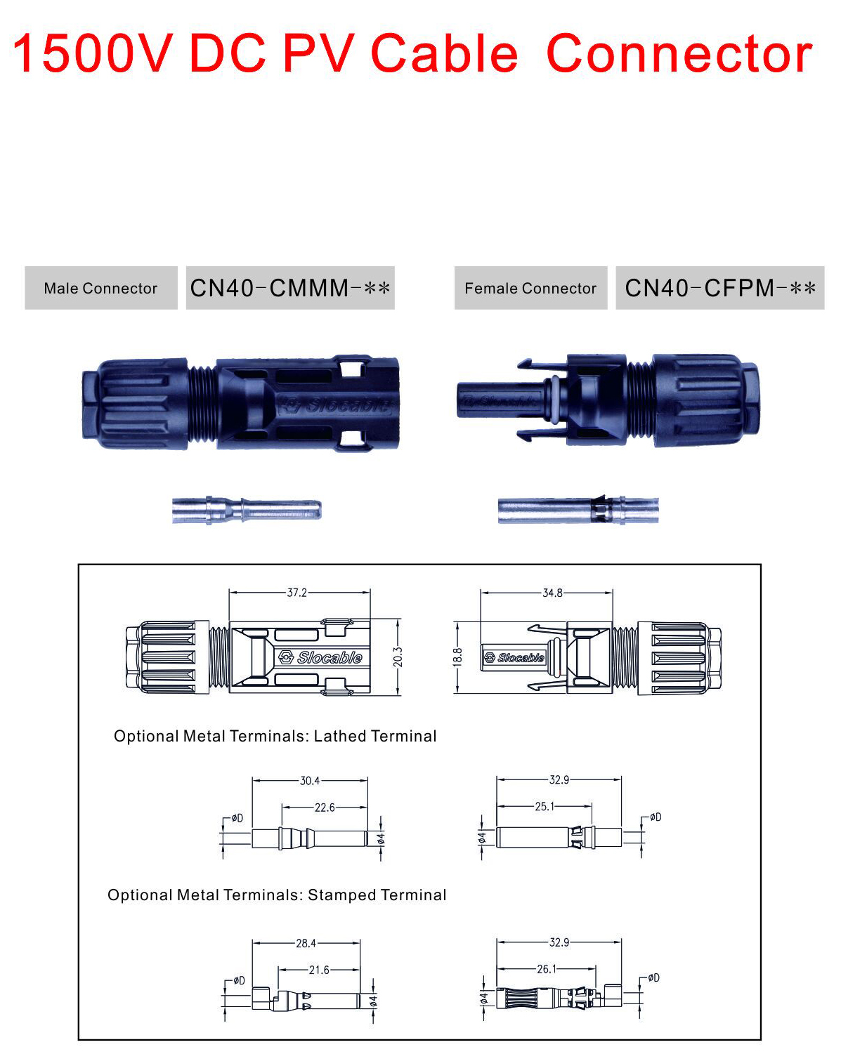 10mm2 Solar Cable Connector Mc4